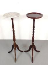 Two Plant Stands Incl Marble Top
