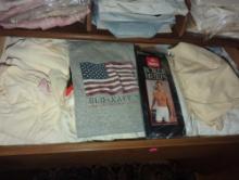 (MBR) LOT OF 2 DRAWERS CONTENTS INCLUDING MENS DRESS SOCKS, MENS (SIZE MEDIUM/LARGE) WHITE T-SHIRTS,