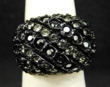 Designer Stephen Dweck - Ring - Size 6.5 - Black and Clear Stones
