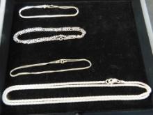 Sterling Silver - 4 Necklaces - 16" 17" 18" 30" - 21 Grams