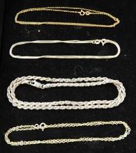 Sterling Silver - 4 Necklaces - All 18" - 20 Grams