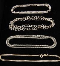 Sterling Silver - 4 Necklaces - 15" 17" 18" 19" - 21 Grams