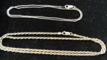 Sterling Silver - 2 Necklaces - 18" 24" - 20 Grams