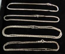 Sterling Silver - 4 Necklaces - 24" 24" 24" 21" - 22 Grams
