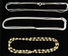 Sterling Silver - 3 Necklaces - 23" 24" 18" - 20 Grams