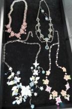 Tray lot of 4 Modern Colorful Rhinestone Necklaces