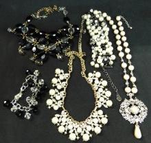Tray Lot of Costume Jewelry - Pearl and Black