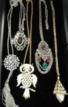 Tray Lot of 5 Large Costume Jewelry Statement Necklaces