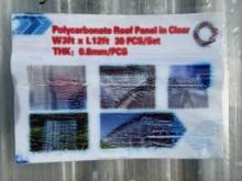 Unused Polycarbonate Roof Panel in Clear 30 PCS