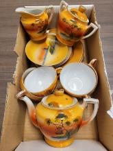 BOX OF MISCELLANEOUS: HANDPAINTED JAPANESE TEA SET