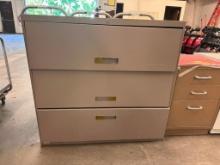 3-Drawer File Cabinet, Lateral, 36in x 18in x 42in, No Key