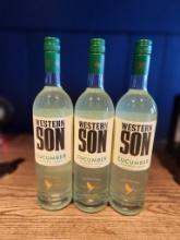 3 Bottles of Western Son Cucumber Vodka 1L