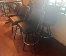 (4) Four Swivel Leather Bar Stools, VG Condition, Sold All for One Bid, 1 or 2 Chairs Have Minor