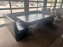 2-Piece U-Shaped Booth w/ Double Pedestal 72in x 48in Table, See Images for Details