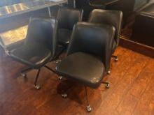 (4) Four Swivel Leather Lounge Chairs on Mobile Base, VG Condition, Sold Per Chair x's Qty