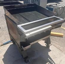 Commercial Six Burner Gas Charbroiler on HD Mobile Equipment Base, VG Cond. 32in x 24in Cook Surface
