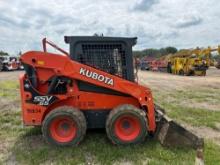 KUBOTA SSV65 SKID STEER SN:12330 powered by Kubota diesel engine, equipped with rollcage, auxiliary