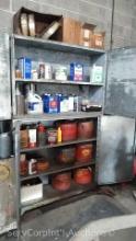 2 Metal Cabinets with Metal Gas Cans, Acetone, Paint Thinner, Etc.
