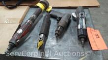 Lot on Table of Various Pneumatic Drills and Grinders
