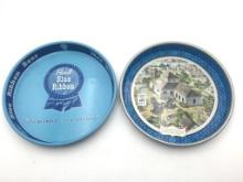 Lot of 2 Contemp Pabst Blue Ribbon Trays