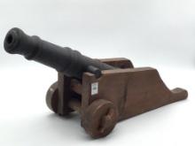 Cast Iron Cannon on Wood Rolling Base