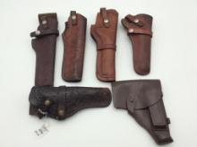 Lot of 6 Leather Gun Holsters Including