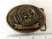 BELT BUCKLE " NATIONAL BARROW SHOW AUSTIN MN"1991 45 YEARS LIMITED EDITION #1 OF 100 DIST BY HOWE