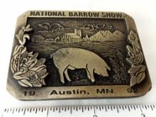 BELT BUCKLE NATIONAL BARROW SHOW 1992 LIMITED EDITION #4 OF 100 DIST BY HOWE ADV