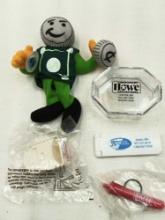 MISCELLANEOUS ADVERTISING ITEMS, STERLING STATE BANK BUCK FIGURE, HOWE ADVERTISING, PEN