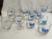 HIGH & LOW BALL &STEM GLASSES " THE CHAMBER" OF AUSTIN AREA CHAMBER OF COMMERCE