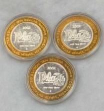 3 - TEN DOLLAR PLAZA GAMING TOKENS - SET OF 3 ALL .999 FINE SILVER