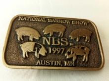 BELT BUCKLE NATIONAL BARROW SHOW AUSTIN MN 1997 LIMITED EDITION #32 OF 100 DIST BY KATO SPECIALTIES