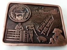 BELT BUCKLE NATIONAL BARROW SHOW AUSTIN MN NO LIMITED EDITION NUMBER DIST BY HOWE ADV
