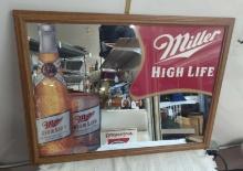 MILLER HIGH LIFE MIRRORED BEER SIGN 20"X27"