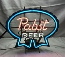 NEON PABST BEER SIGN.LOOKS NEW, DOES WORK EXTRA CHAINS FO HANGERS.