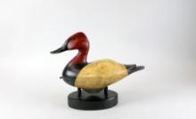 Green River Trading Co. Andy Pouch Carved Canvasback Drake Decoy on Stand, after Lee/Lem Dudley
