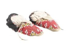 Ca. 1930- Sioux Beaded Hard Sole Moccasins