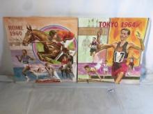 Lot of 2 Collector Vintage Tokyo 1964 & Rome 1960 Pictures Size: 10x9.5" - See Pictures