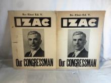 Lot of 2 Collector Vintage Poster-Cardboard IZAC Congressman Size: 14x10.5" - See Pictures