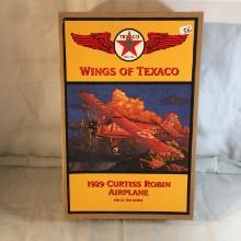 Collector New Wings Of Texacoo 1929 Curtiss Robin Airplane 6th in the Series Box sz: 14x9"