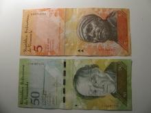 Foreign Currency: Venezuela 5 & 50 Bolivares