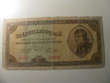 Foreign Currency: 1946 Hungary 100 Million Pengo