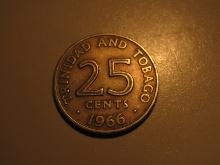 Foreign Coins: 1966 Trinidada & Tobaco 25 Cents