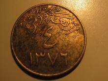 Foreign Coins: 1956 Saudi Arabia 4 Ghirsh