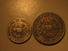 Foreign Coins: 1967   Guatmala 5 & 10  Centavoses