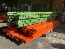 ( 5 ) UPRIGHTS & ( 36 ) ASSORTED SIZES CROSSBEAMS FOR PALLET RACKING, TEARDROP, CROSSBEAMS APPROX