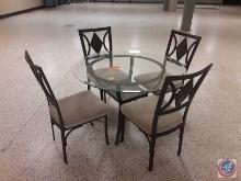 (1) glass top table with four chairs measurements are 45x29