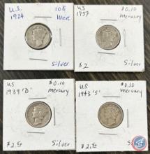 (4) Mercury Dimes