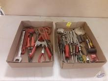 Various clamps, wrenches, screw drivers and bolt attachments...
