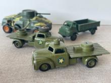 Group of 4 Vintage Metal and Plastic Military Toy Vehicles